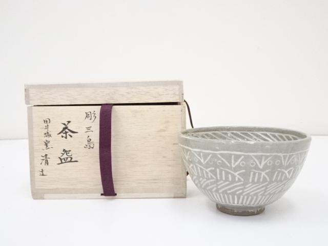 JAPANESE TEA CEREMONY MISHIMA TEA BOWL / CHAWAN